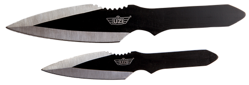 Uzi Accessories UZKTRW002 Throwing Knives  Fixed Spear Point Plain Black Stainless Steel Blade Black Stainless Steel Handle Includes