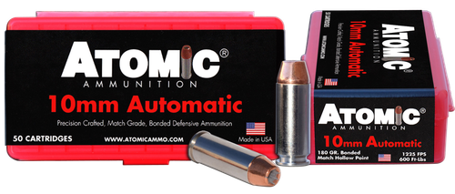 Atomic Ammunition 00432 Pistol Precision Craft 10mmAuto 180gr Bonded Match Hollow Point 50 Per Box/10 Case