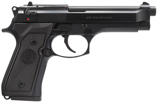 Beretta USA J92M9A0 M9  Full Size Frame 9mm Luger 10+1, 4.90" Steel Barrel, Black Bruniton Serrated Steel Slide & Aluminum Frame w/Beavertail, Ambidextrous