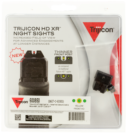 Trijicon 600850 HD XR Night Sights  Green/Tritium Yellow Outline Front Sight-Green Tritium Black Outline Rear Sight Smith & Wesson M&P/M&P M2.0/SD9 VE