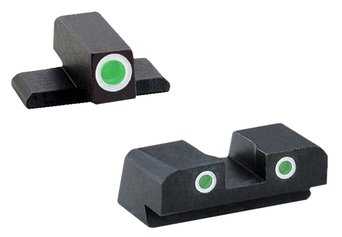 AmeriGlo XD191 Classic Tritium Sight Set for Springfield Armory XD  Green Tritium White Outline Front Sight-Green Tritium White Outline Rear Sight