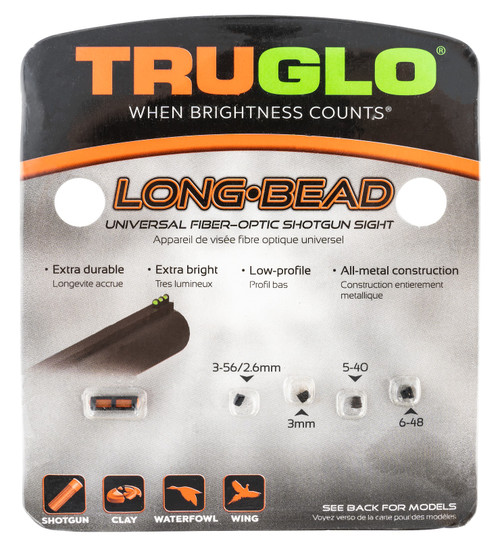 Truglo TG947UR Long Bead  Metal Universal Shotgun Red Fiber Optic Black