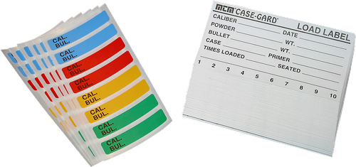 MTM Case-Gard LL1 Universal Reloading Labels  Multi-Caliber Adhesive Paper 50 Load Labels & 48 Small Color Coded Labels
