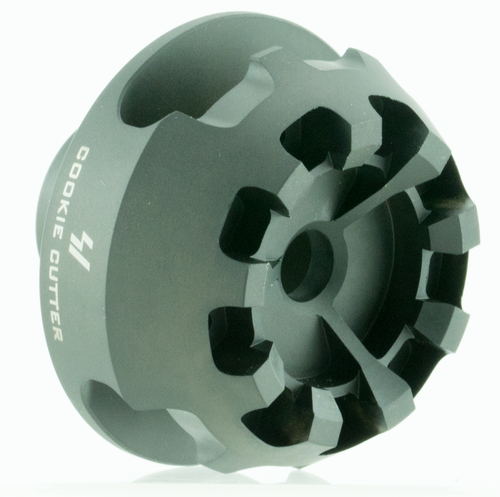 Strike Industries CCCOMP308 Cookie Cutter Comp Black Matte Steel with 5/8"-24 tpi Threads, 1.57" OAL & 0.26" Inside/2.14" Outside Diameter for 308 Win, 7.62x51mm NATO AR-Platform