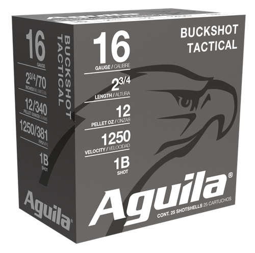Aguila 1C1601BA Buckshot  16Gauge 2.75" 1 1/8oz 1Buck Shot 25 Per Box/10 Case