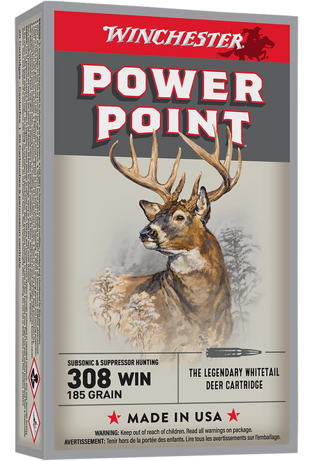 Winchester Ammo X308SUBX Power-Point  308Win 185gr 20 Per Box/10 Case
