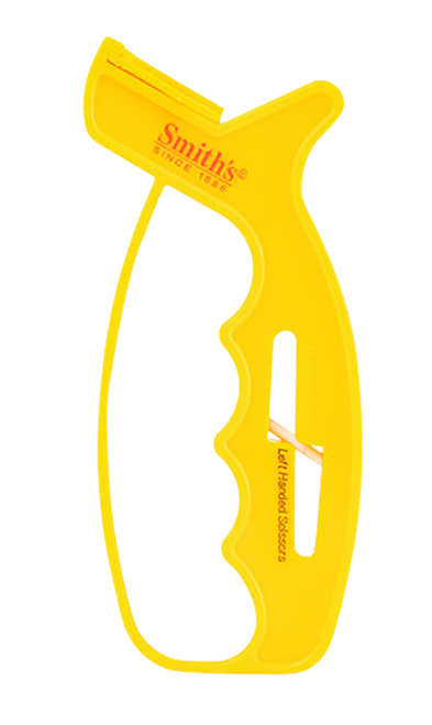 Smiths Products JIFFS 10-Second Knife & Scissor Sharpener Hand Held Fine, Coarse Carbide, Ceramic Sharpener Plastic Handle Yellow