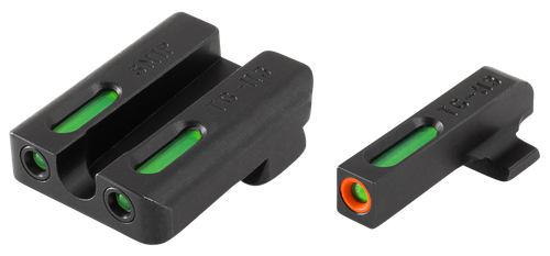 TruGlo TG13SM1PC TFX Pro  Black | Green Tritium & Fiber Optic Orange Outline Front Sight Green Tritium & Fiber Optic Rear Sight