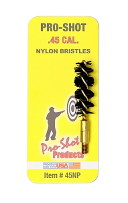 Pro-Shot 45NP Bore Brush  .45 Cal Pistol #8-32 Thread Nylon Bristles Brass Core