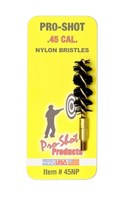 Pro-Shot 45NP Bore Brush  .45 Cal Pistol #8-32 Thread Nylon Bristles Brass Core
