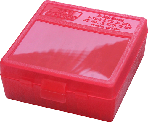 MTM Case-Gard P100329 Ammo Box Flip-Top Multi Caliber Clear Red Polypropylene 100rd