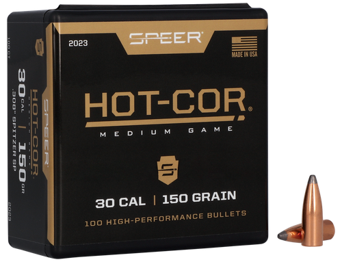 Speer 2023 Hot-Cor  30Cal 150gr Spitzer Soft Point 100 Per Box/5 Case
