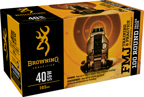 Browning Ammo B191800404 FMJ Value Pack 40S&W 165gr Full Metal Jacket 100 Per Box/5 Case