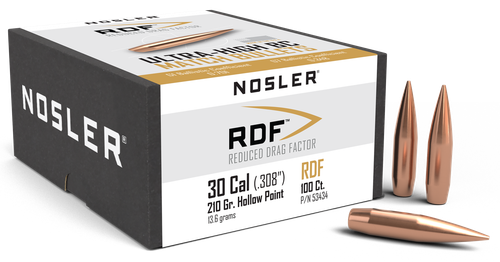 Nosler 53434 RDF Match 30Cal 210gr Hollow Point Boat Tail 100/Box