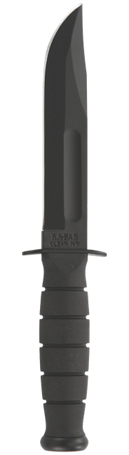Ka-Bar 1256 Fighting/Utility  5.25" Fixed Clip Point Plain Black 1095 Cro-Van Blade, Black Kraton G Handle, Includes Sheath