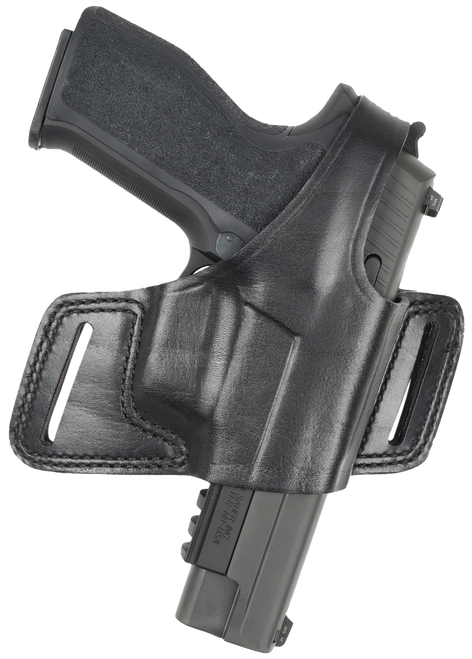 Bianchi 15718 Black Widow  OWB Size 14 Black Leather Belt Slide Fits Glock 17 Fits Glock 19 Fits Glock 22 Right Hand