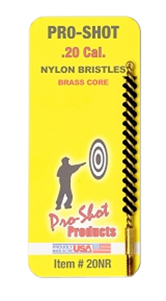 Pro-Shot 20NR Bore Brush  .20 Cal Rifle #5-40" Thread Nylon Bristles Brass Core
