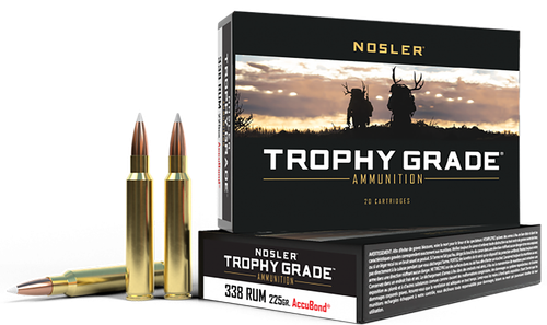 Nosler 60083 Trophy Grade  338RUM 225gr Nosler AccuBond 20 Per Box/10 Case