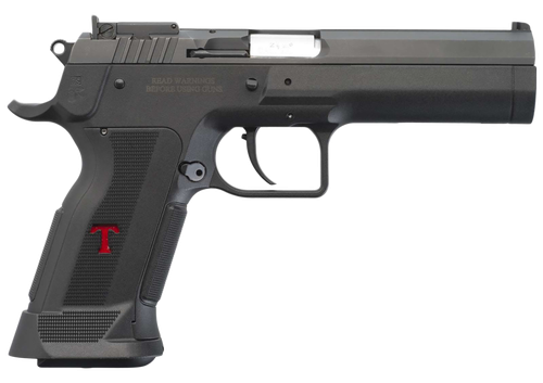 Tanfoglio IFG TFSTOCK3P9 Stock III  Full Size 9mm Luger 16+1, 4.44" Black Polygonal Rifled Barrel, Black Serrated Slide, Black Polymer Frame w/Beavertail, Black Polymer Grip