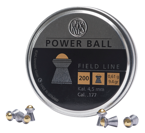Umarex USA 2317414 Power Ball Field Line 177 Steel Lead Domed Pellet/ 200 Per Tin