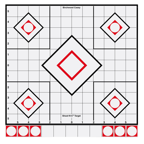 Birchwood Casey 34219 Shoot-N-C Reactive Target Self-Adhesive Paper White/Red 12" 5-Diamond 5 Pack