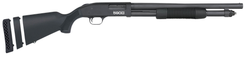 Mossberg 51607 590S  Compact 12 Gauge Pump 3" 5+1 18.50" Matte Blued Stainless Steel Barrel, Black Drilled & Tapped Receiver, Adj LOP Black Synthetic Stock