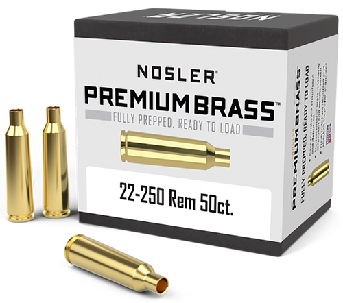 Nosler 10065 Premium Brass Unprimed Cases 22-250Rem Rifle Brass 50/Box