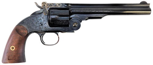 Taylors & Company 550644 Top Break Schofield 45 Colt (LC) 6rd 7" Blued Engraved Steel Walnut Grip