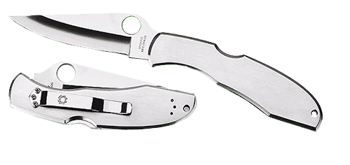 Spyderco C10S Endura 4  3.85" Folding Clip Point Part Serrated VG-10 SS Blade Satin Stainless Steel Handle Includes Pocket Clip