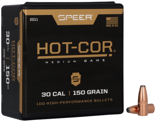 Speer 2011 Hot-Cor  30Cal 150gr Soft Point Flat Nose 100 Per Box/5 Case
