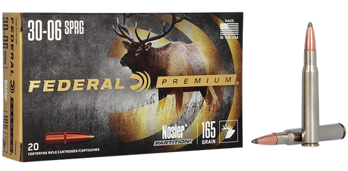 Federal P3006AD Premium  30-06Springfield 165gr Nosler Partition 20 Per Box/10 Case