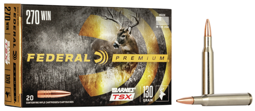 Federal P270L Premium  270Win 130gr Barnes TSX 20 Per Box/10 Case