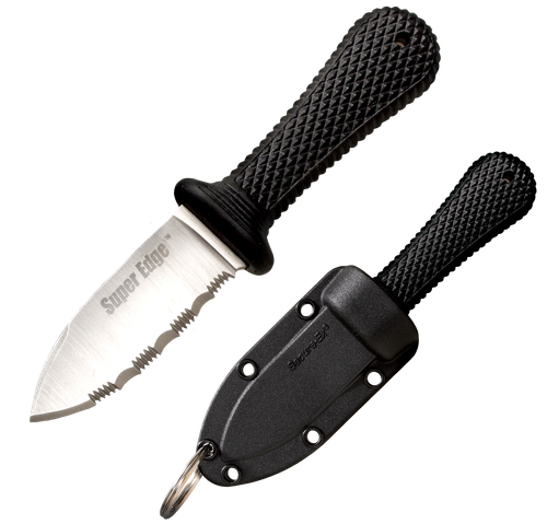 Cold Steel 42SS Super Edge  2" Fixed Part Serrated Japanese AUS-8A SS Blade/ Black Kray-Ex Handle Includes Sheath