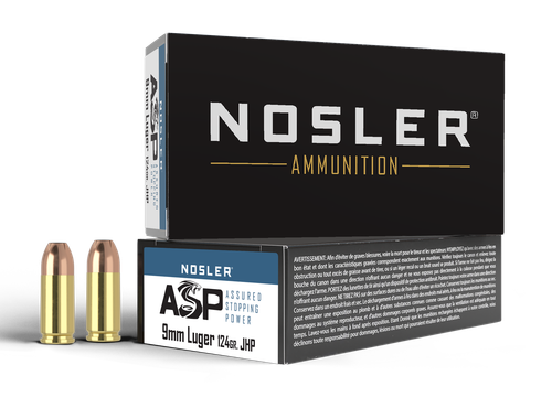 Nosler 51054 Assured Stopping Power Handgun 9mmLuger 124gr Jacketed Hollow Point 50 Per Box/10 Case