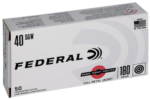 Federal RTP40180 Range & Target  40S&W 180gr Full Metal Jacket 50 Per Box/20 Case