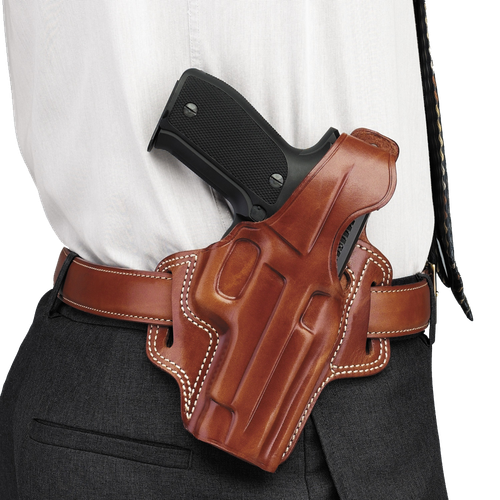 Galco FL104 Fletch  OWB Tan Leather Belt Slide Fits Ruger GP100 Fits S&W L Frame Right Hand