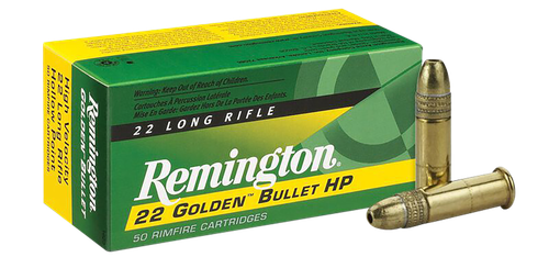 Remington Ammunition 21008 Golden Bullet Rimfire 22LR 36gr Plated Hollow Point 50 Per Box/100 Case