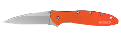 Kershaw 1660OR Leek  3" Folding Drop Point Plain Bead Blasted 14C28N Steel Blade Orange Anodized Aluminum Handle Includes Pocket Clip