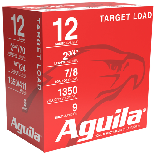 Aguila 1CHB1254 Target Load  12Gauge 2.75" 7/8oz 9Shot 25 Per Box/10 Case