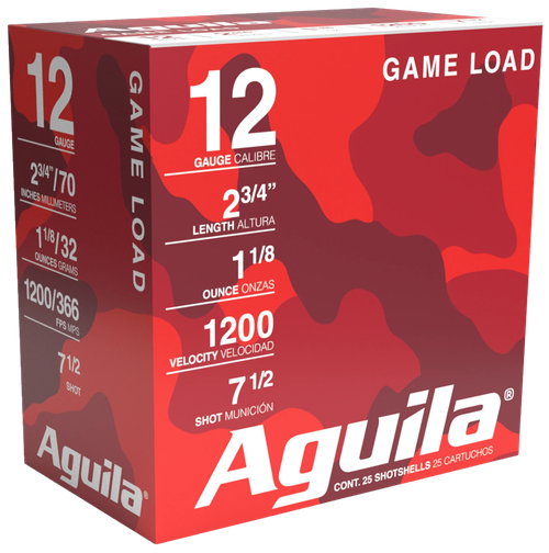 Aguila 1CHB1217 Game Load  12Gauge 2.75" 1 1/8oz 7.5Shot 25 Per Box/10 Case
