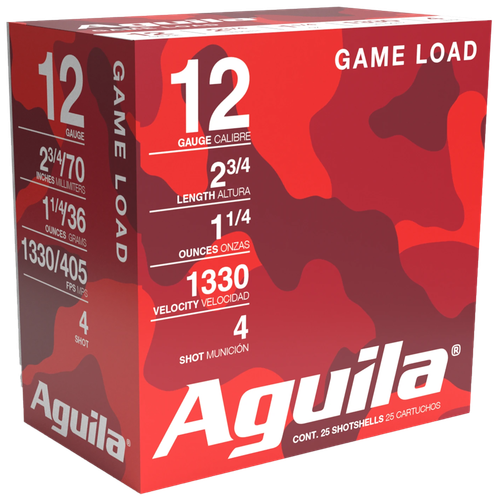 Aguila 1CHB1204 Game Load  12Gauge 2.75" 1 1/4oz 4Shot 25 Per Box/10 Case