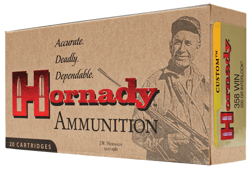 Hornady 91318 Custom  358Win 200gr InterLock Spire Point 20 Per Box/10 Case