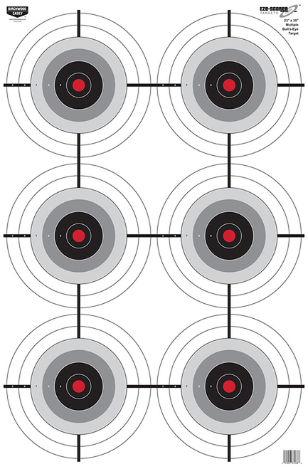 Birchwood Casey 37038 EZE-Scorer  6-Bullseye Paper Target 23" x 35" 100 Per Pack