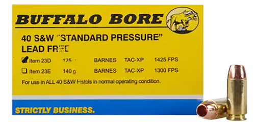 Buffalo Bore Ammunition 23D20 Standard Pressure Strictly Business 40S&W 125gr Barnes TAC-XP Lead Free 20 Per Box/12 Case
