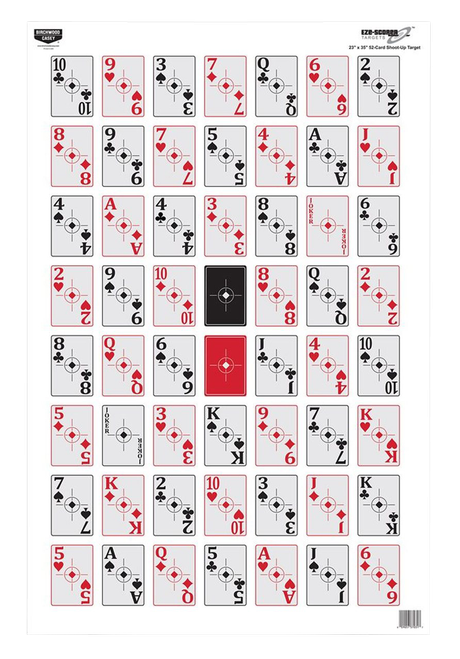 Birchwood Casey 37028 EZE-Scorer  Playing Cards Paper Hanging 23" x 35" Black/Red 100 Per Pkg