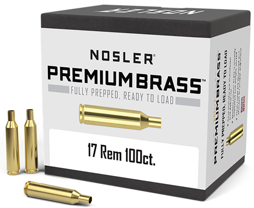 Nosler 10128 Premium Brass Unprimed Cases 17Rem Rifle Brass 100/Box