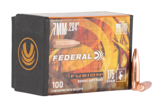 Federal FB284F4 Fusion Component  7mm .284 175 gr Fusion Soft Point 100 Per Box/ 4 Case