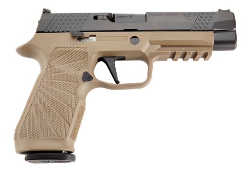 Wilson Combat SIGWCP320F9T P320  9mm Luger 17+1 4.70" Black Steel Barrel, Black DLC Serrated Stainless Steel Slide, Tan Polymer Frame w/Picatinny Rail, Tan Polymer Grip