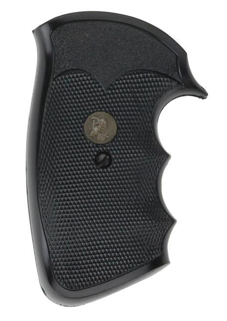 Pachmayr 02528 Gripper Grip Checkered Black Rubber with Finger Grooves for Colt Python, Trooper