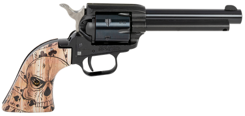 Heritage Mfg RR22B4DMH Rough Rider  22 LR 6 Shot 4.75" Black Oxide Barrel, Cylinder & Frame Dead Man's Hand Ivory Grips